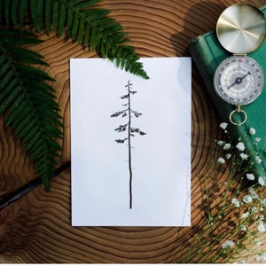 Western Hemlock 8x10 Printable// PNW Digital Poster// West Coast Artwork// Forest Trees Art// Minimalistic Artwork// Van Life Art// Cottage image 3
