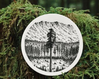 Big Lonely Doug Sticker: Pointillism Vinyl Decal - Vancouver Island Art