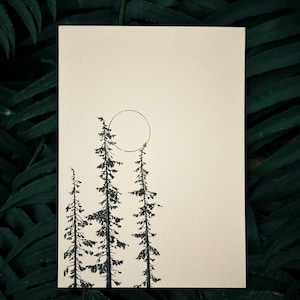 Harvest Moon Print| Minimalistic Tree Print| West Coast Artwork| Forest Wall Art| Boho Wall Art| Cabin Prints| Forest Print|