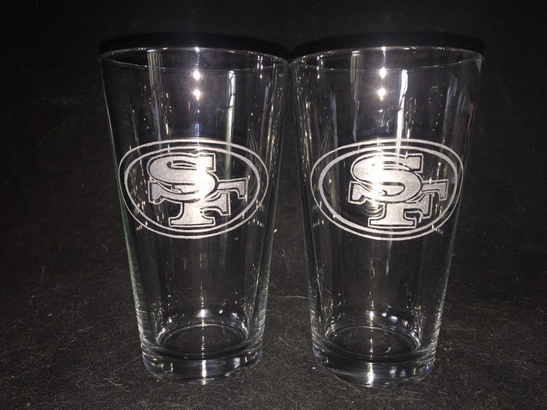 San Francisco 49ers Hand Etched Pint Glasses Etsy