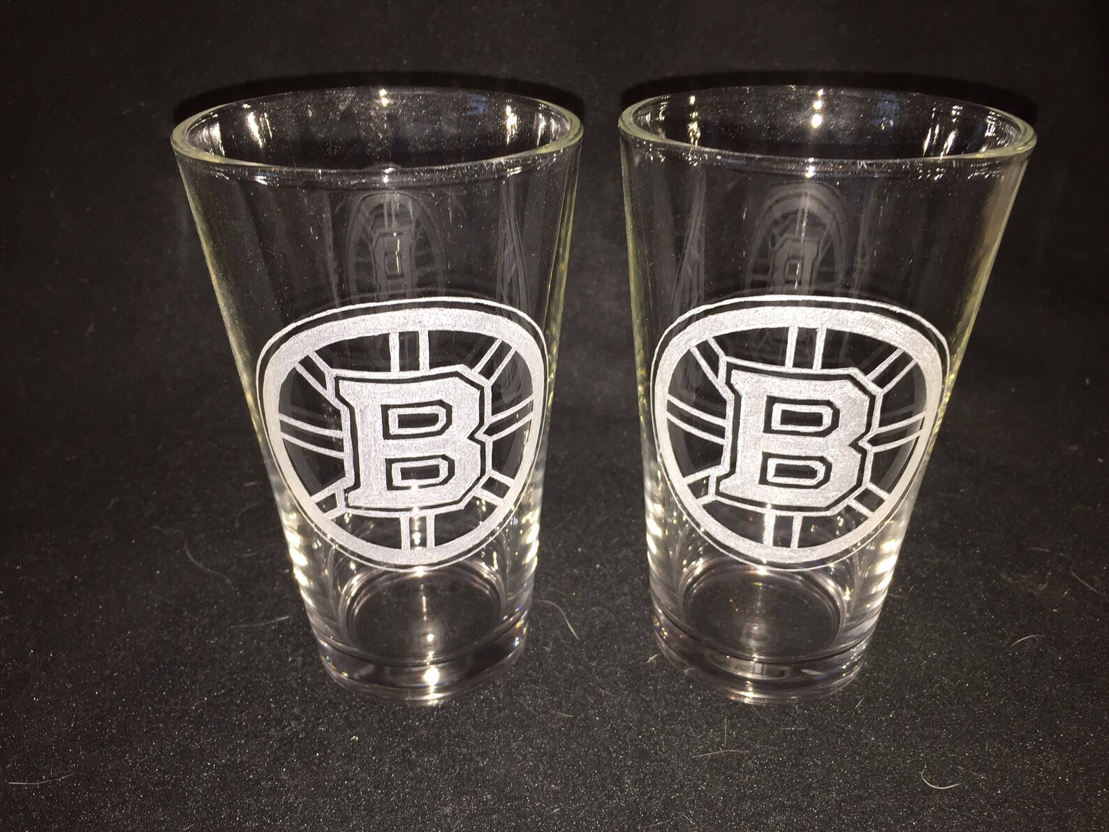 Boston Bruins Hand Etched Pint Glasses Etsy