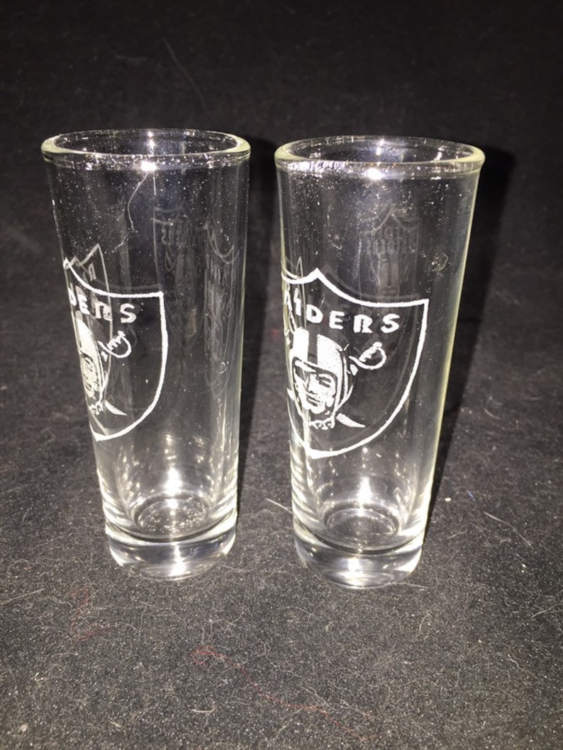 Raiders Hand Etched Shooter Shot Glasses Etsy