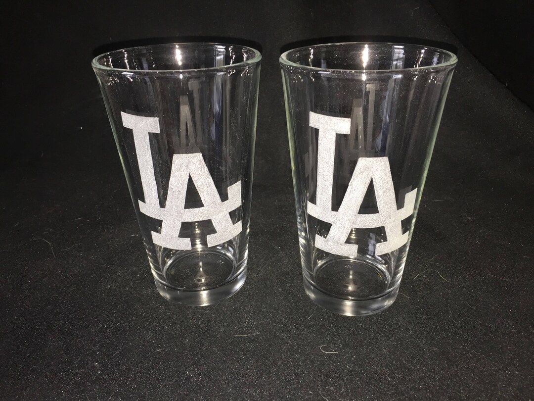 Los Angeles Dodgers Hand Etched Pint Glasses Etsy UK