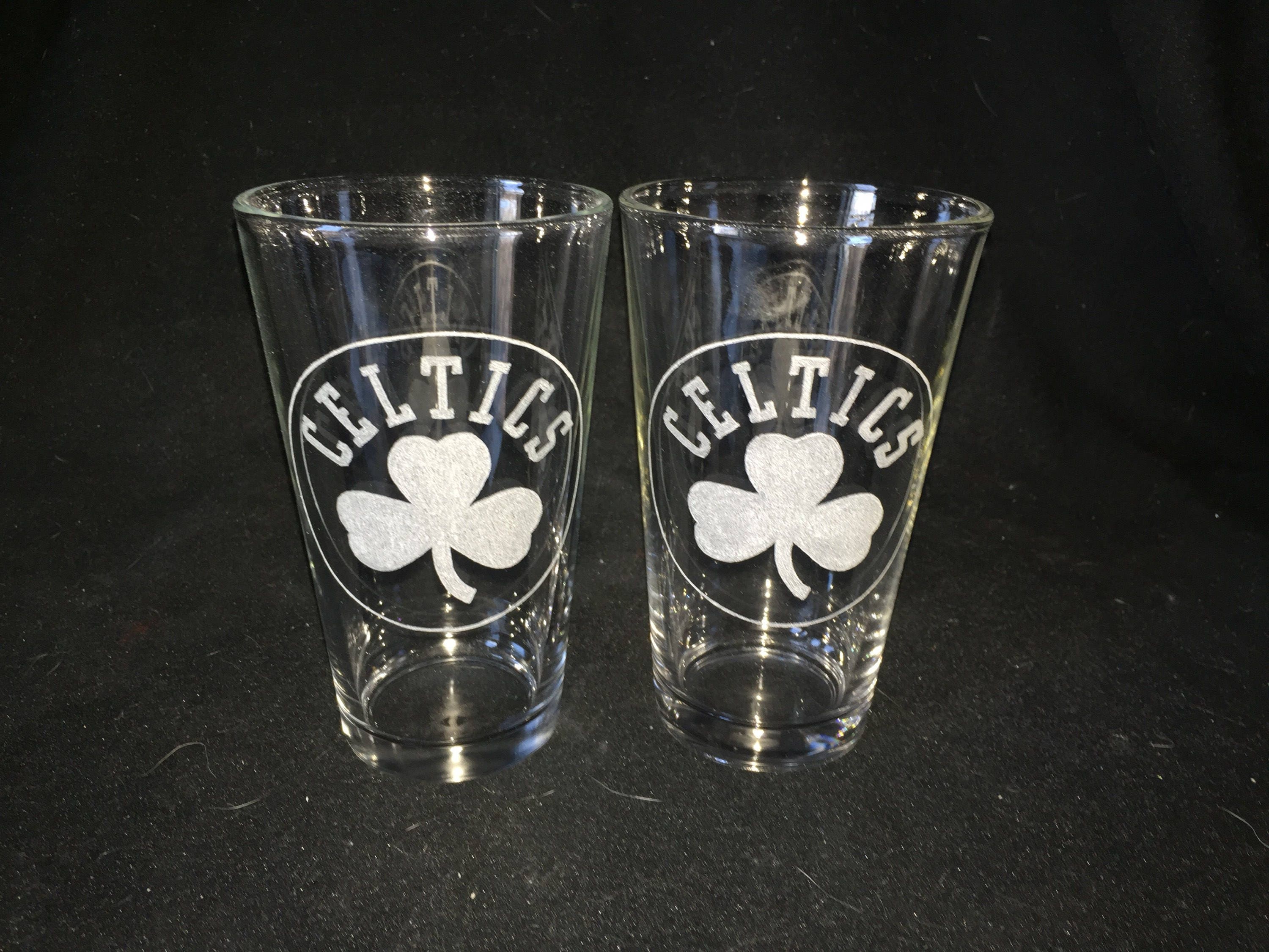 Boston Celtics Hand Etched Pint Glasses Etsy