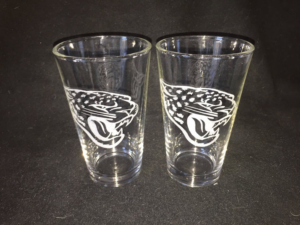 Jacksonville Jaguars Hand Etched Pint Glasses Etsy