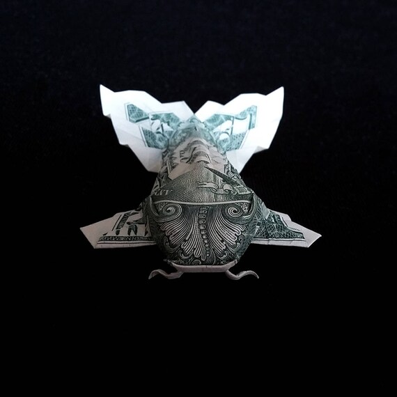 Money Origami Koi Fish Fluffy Tail Sculpture Zodiac Pisces Small Figurine Real 1 Dollar Bill Good Luck Charm Miniature Fish Dollar Origami