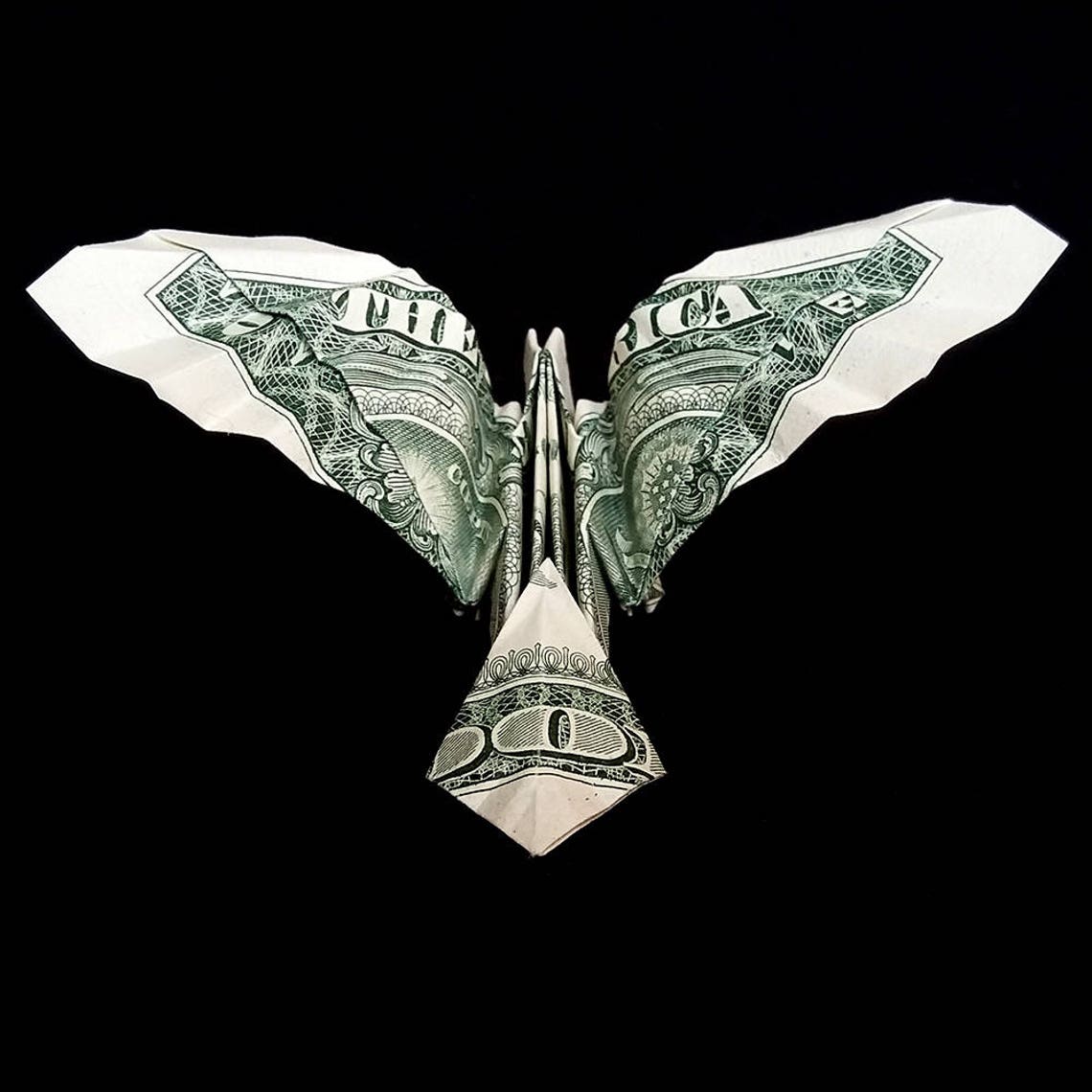 Real One Dollar Bill Origami Bald Eagle Charm 3d Bird Etsy