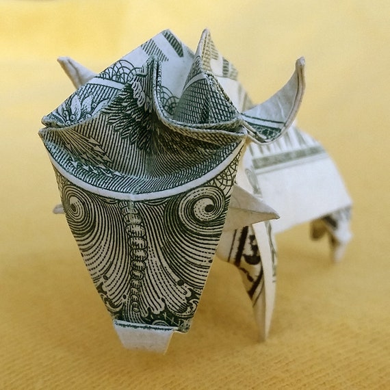 Real One Dollar Bill Origami Miniature Bull 3d Sculpture Money Zodiac Taurus Sign Handmade Mini Ox Figurine Horoscope Art Animal Art Buffalo