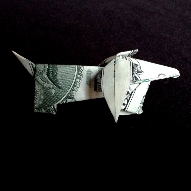 Dollar Origami Art Miniature Dachshund Charm DOG Figurine 3D Etsy