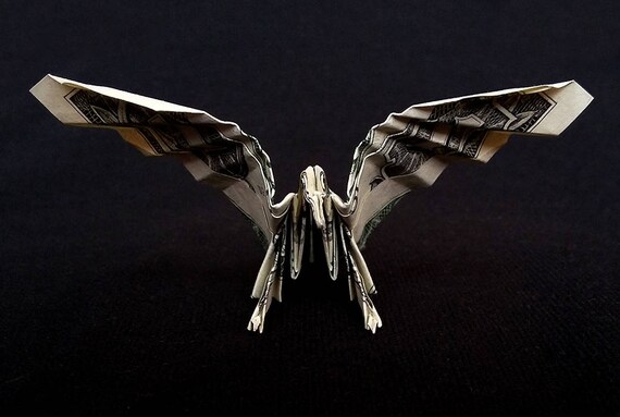 Real One Dollar Bill Origami Bald Eagle Charm 3d Bird Sculpture Small Art Gift Money Animal Figure Handmade Figurine Miniature Eagle Decor