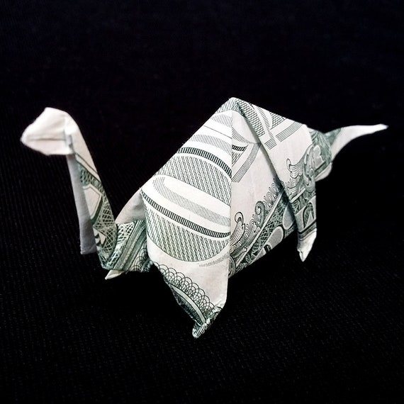 Money Dollar Origami TRICERATOPS Figure Jurassic Dinosaur Art Model Real $1 Bill