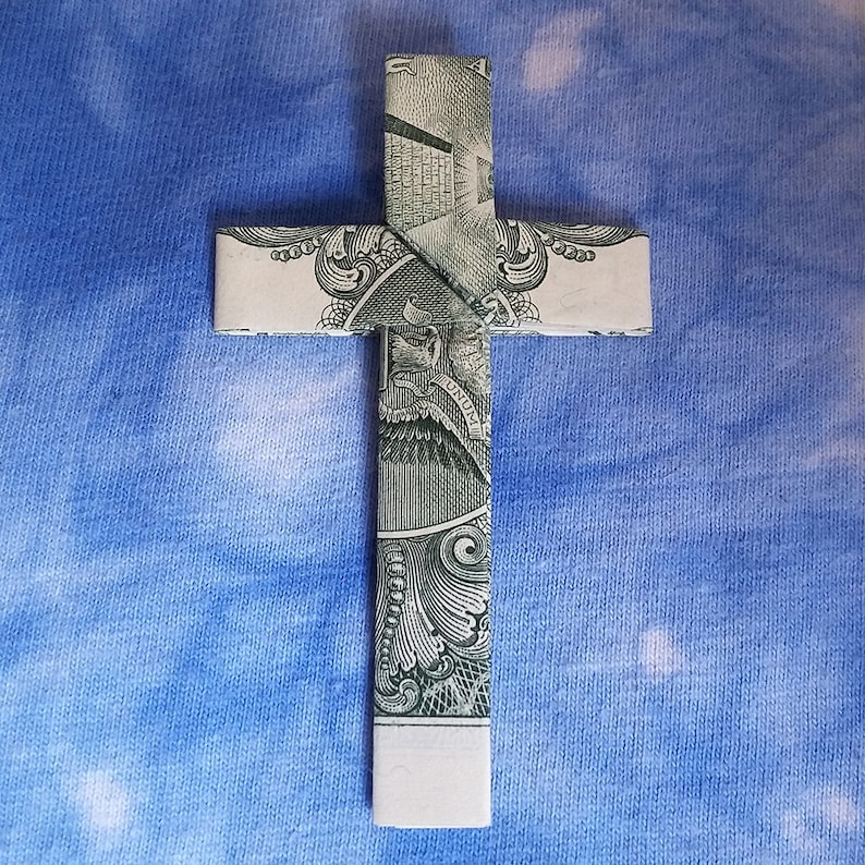 Origami In God We Trust Small Catholic CROSS Money Handmade Etsy