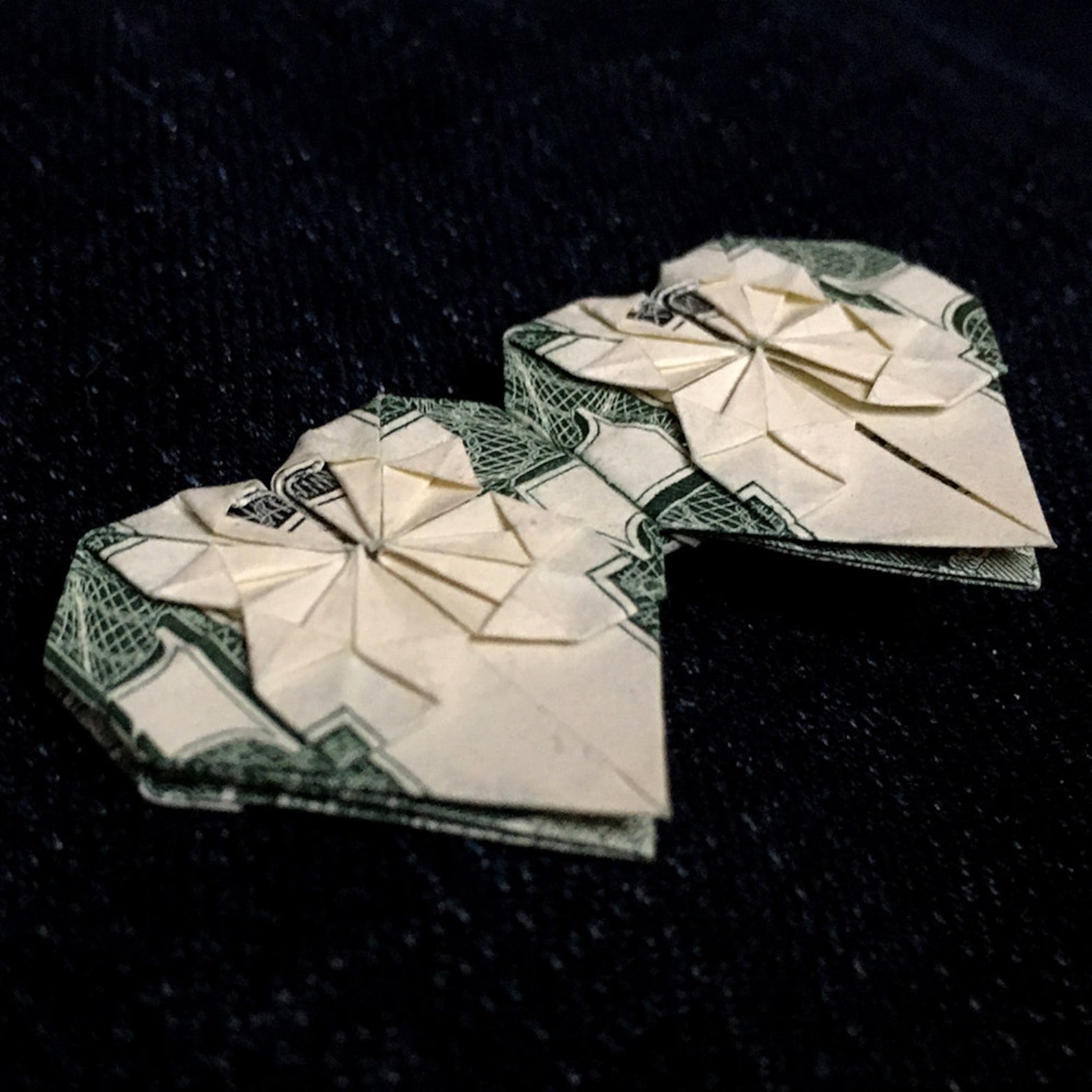 Dollar Origami DOUBLE HEARTS Made With Only One Real Dollar Etsy
