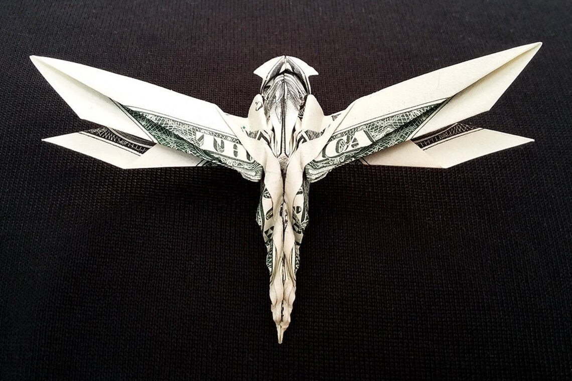Dollar Origami DRAGONFLY Wings Charm 3D Gift Money Figurine Etsy