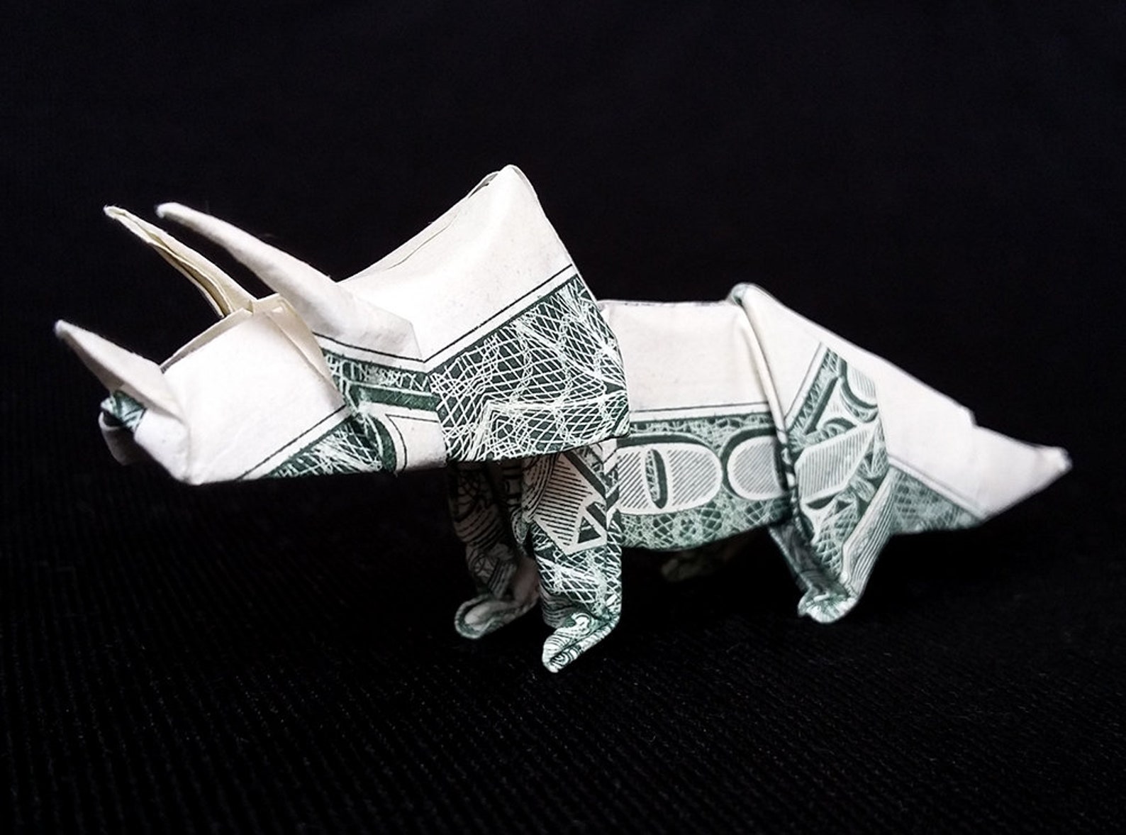 Origami Dollar Dinosaur TRICERATOPS Dino 3D Figure Money Art Etsy
