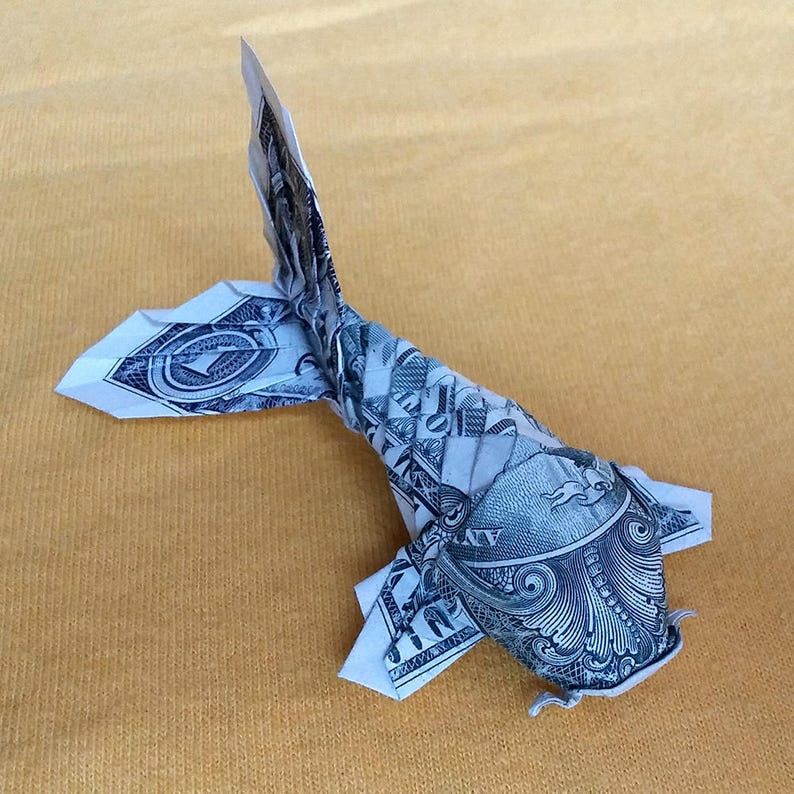 Dollar Bill Origami KOI FISH Japanese Charm 3D Small Money Etsy
