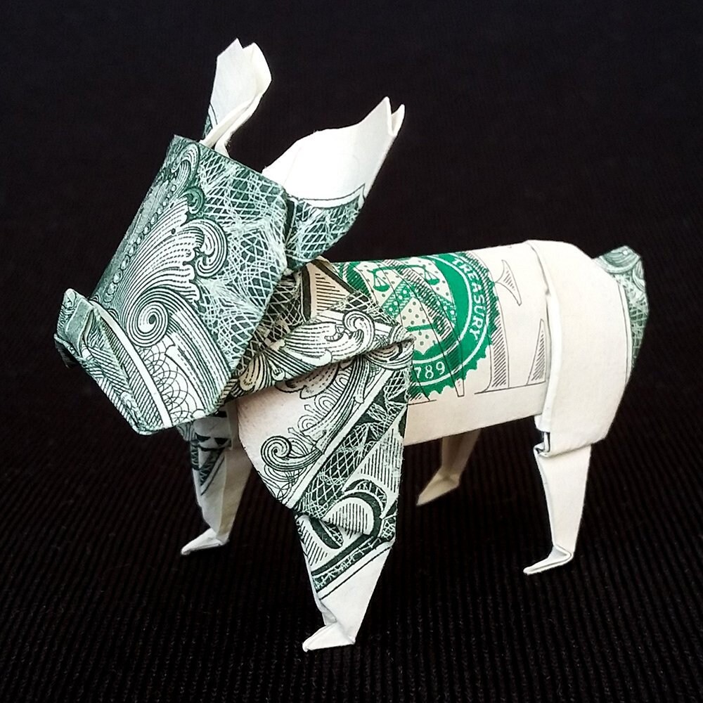Dollar Bill Origami French BULLDOG Statue 3D Puppy Sculpture Etsy