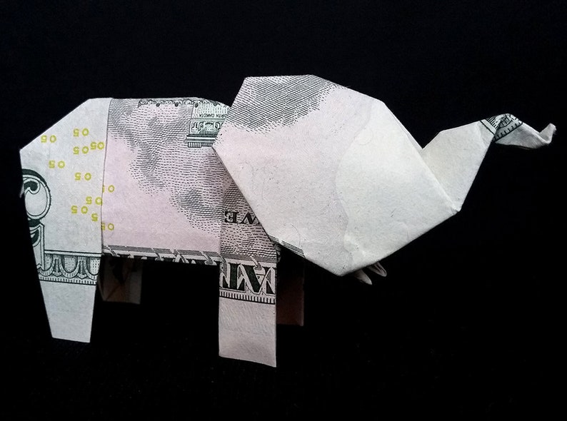 Origami Dollar ELEPHANT 3D Sculpture Money Handmade Paper Etsy