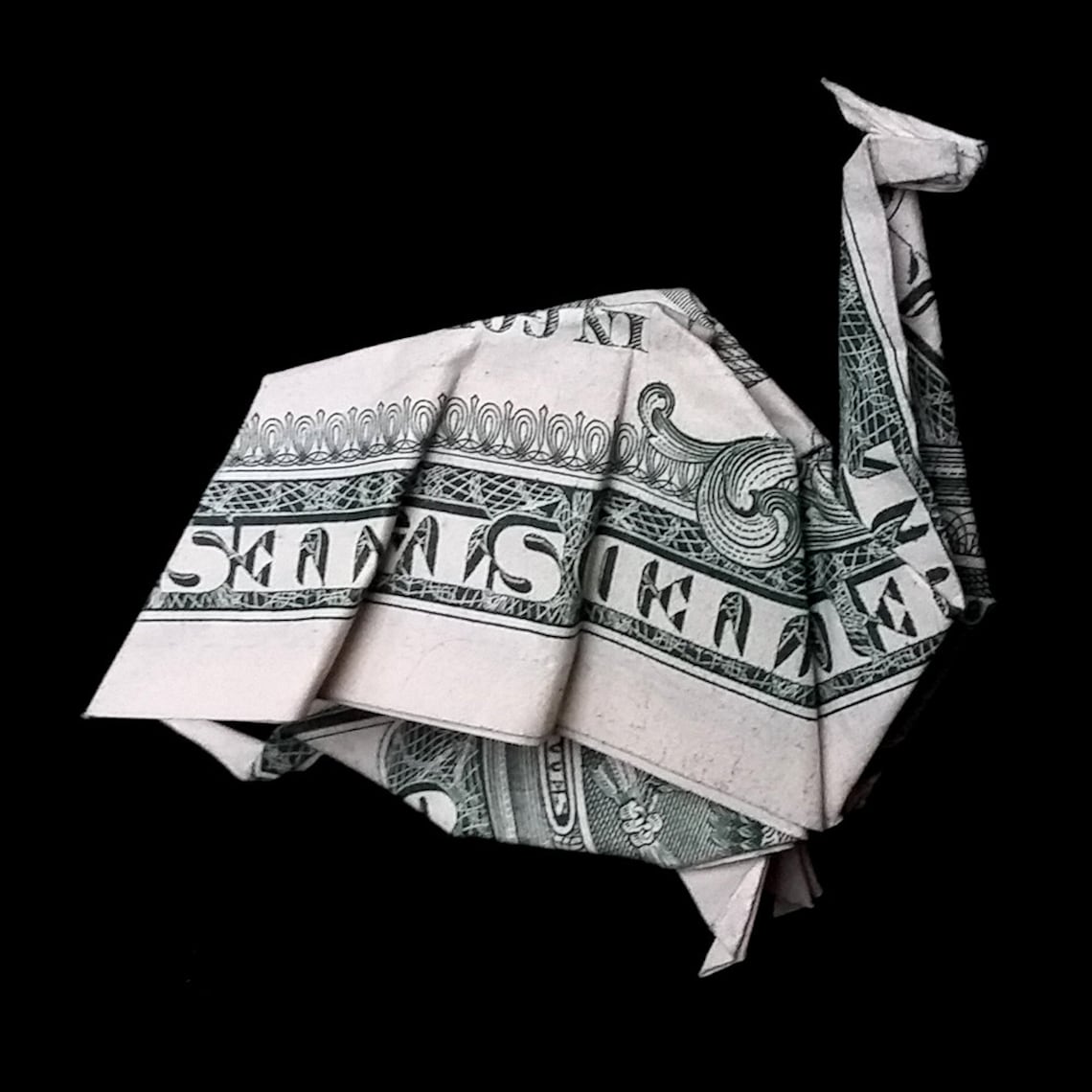 Real 1 Dollar Bill Origami Miniature Winged DRAGON Figure Etsy