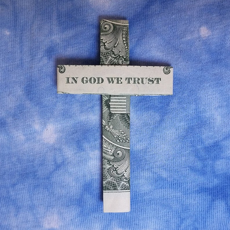 Origami In God We Trust Small Catholic CROSS Money Handmade Etsy