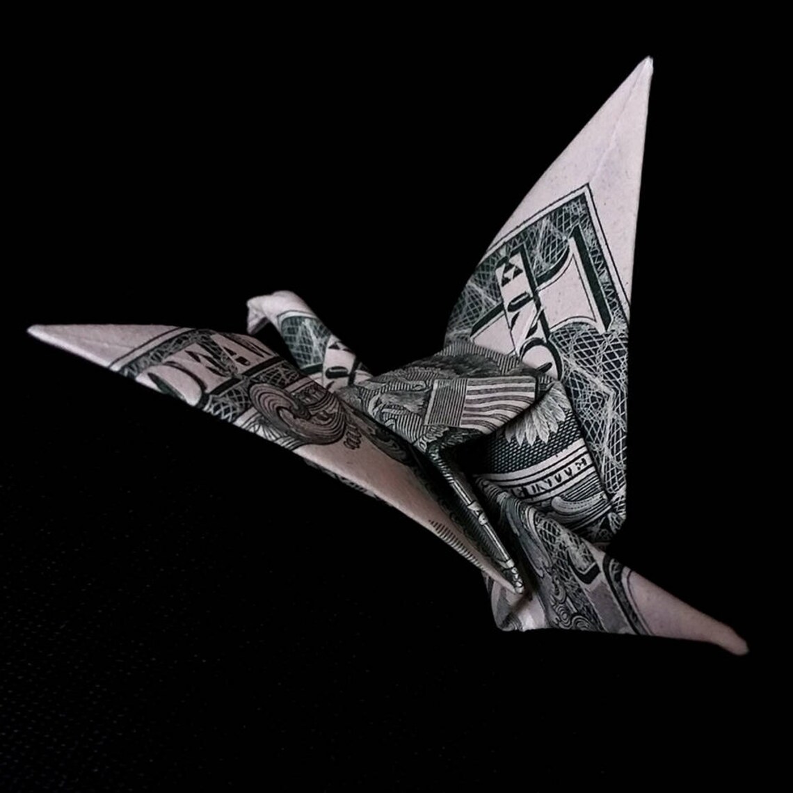 Origami Dollar Small CRANE Japanese Figurine Money Paper Bird Etsy