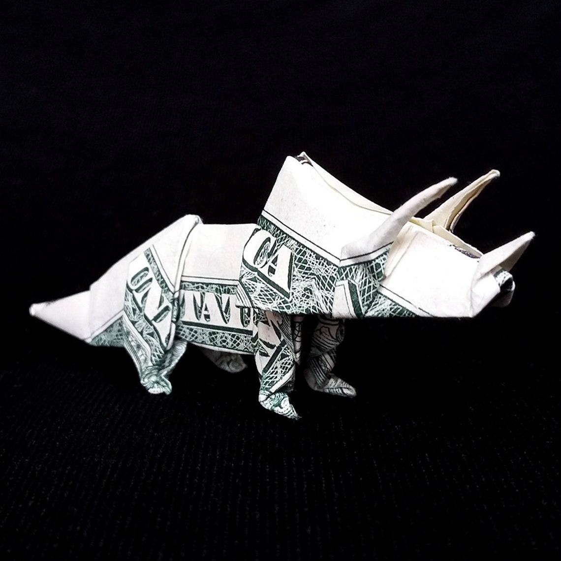 Origami Dollar Dinosaur TRICERATOPS Dino 3D Figure Money Art Etsy