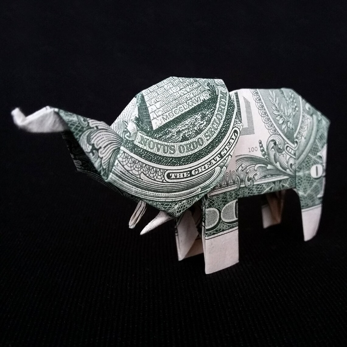 Origami Dollar Miniature ELEPHANT Statue 3D Sculpture Money Etsy