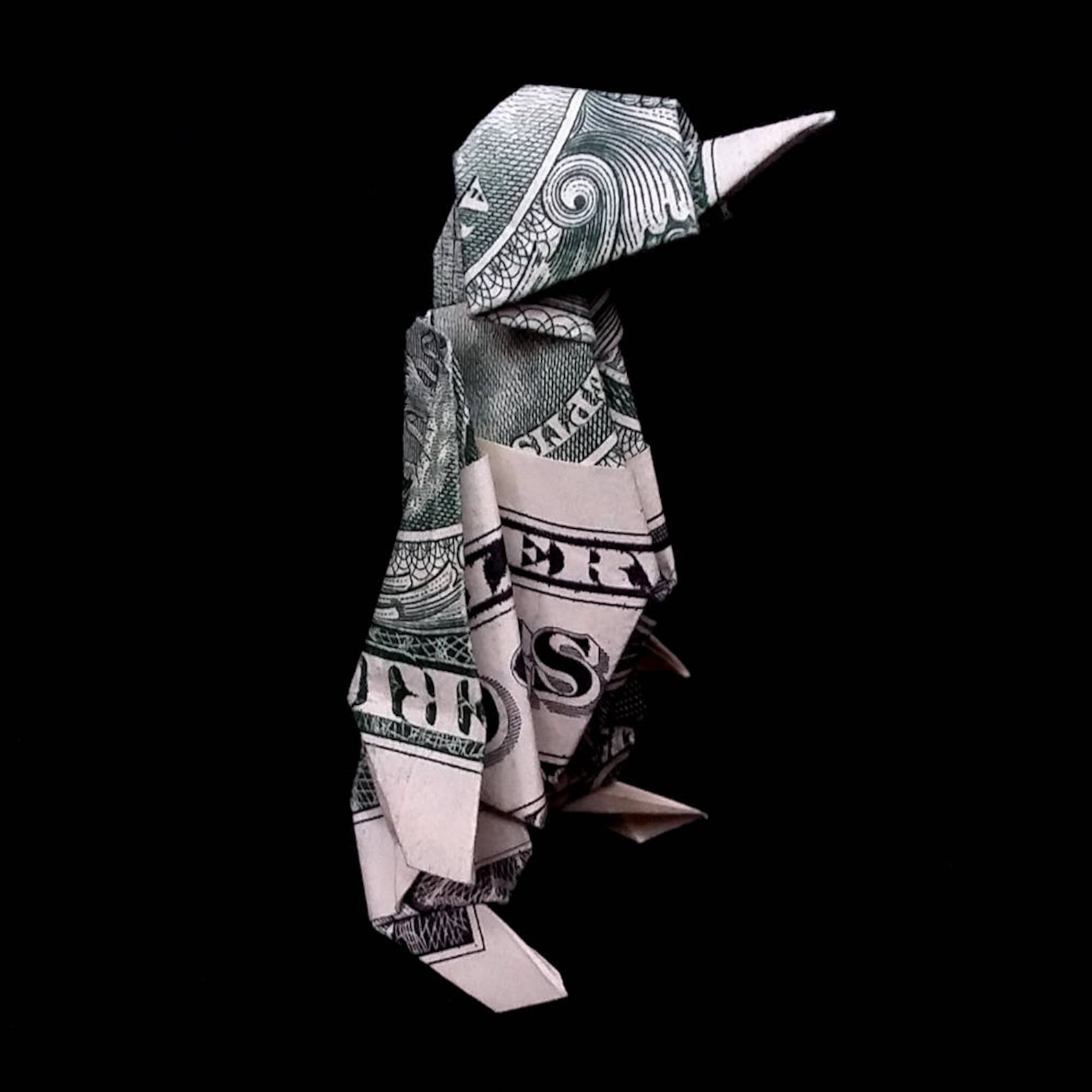 Real 1 Dollar Bill Origami Emperor PENGUIN Model Bird Etsy