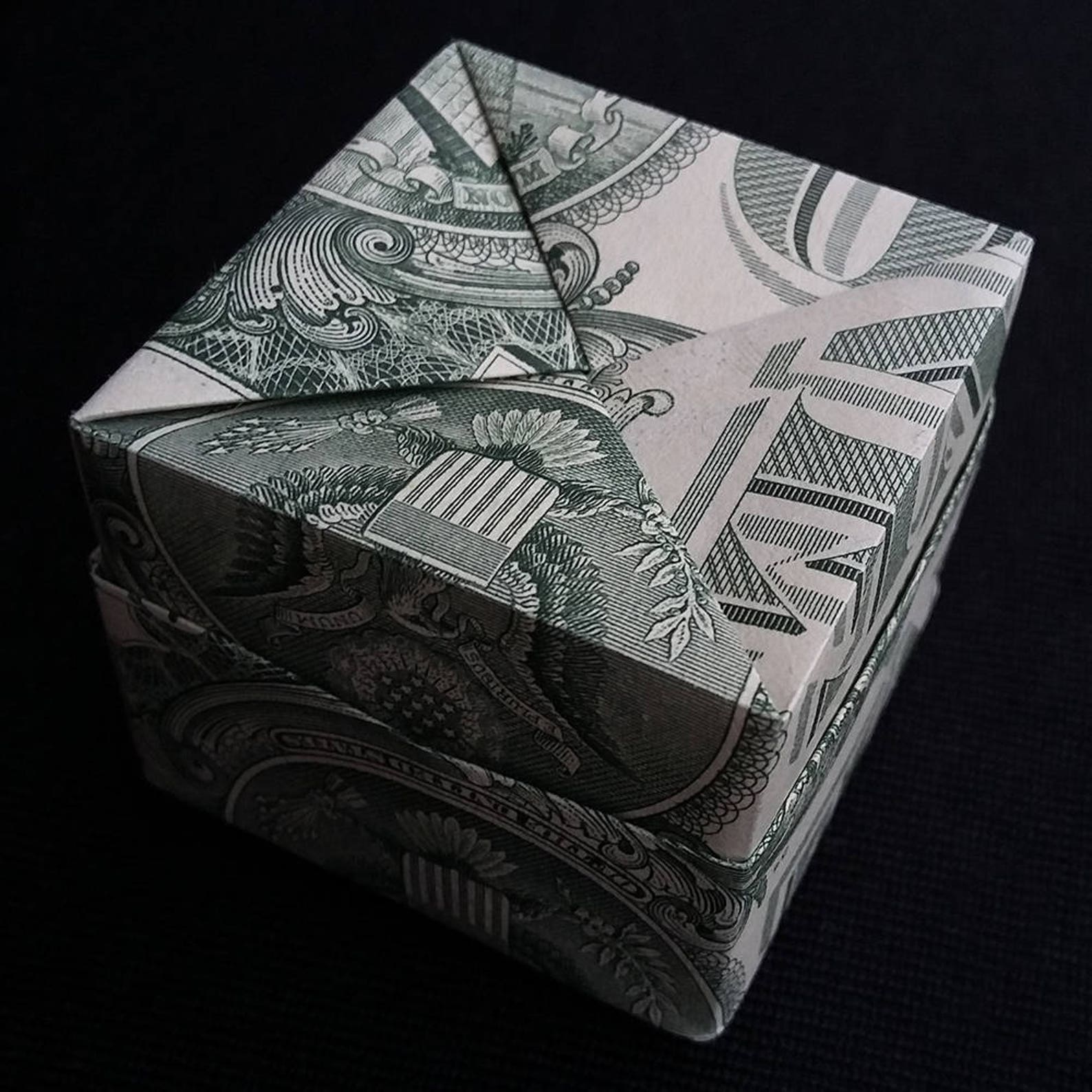 Dollar Bill Origami Art Small Square Gift BOX with Lid Money Etsy