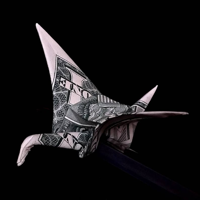 Dollar Kleine Origami Kranich Japanische Figur Geld Papier Vogel Charme 3d Skulptur Real 1 Dollar Bill Handgefertigt Nach Hause Dekor Statue