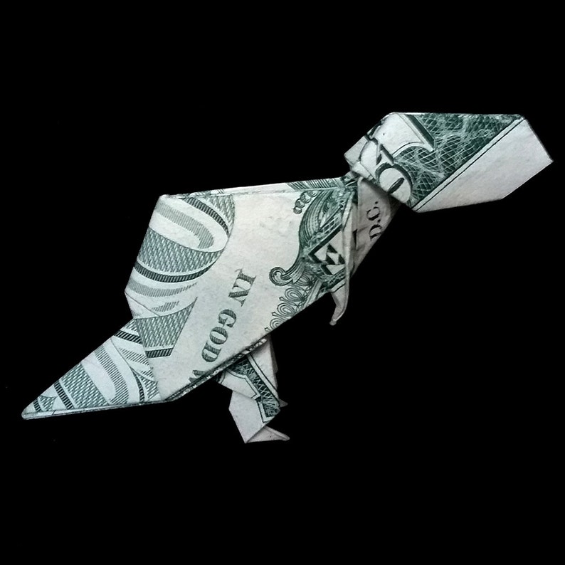 Origami Dollar Miniature TYRANNOSAURUS REX TREX Sculpture Etsy