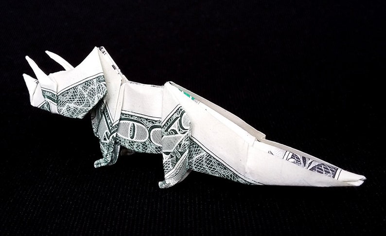 Origami Dollar Dinosaur TRICERATOPS Dino 3D Figure Money Art Etsy
