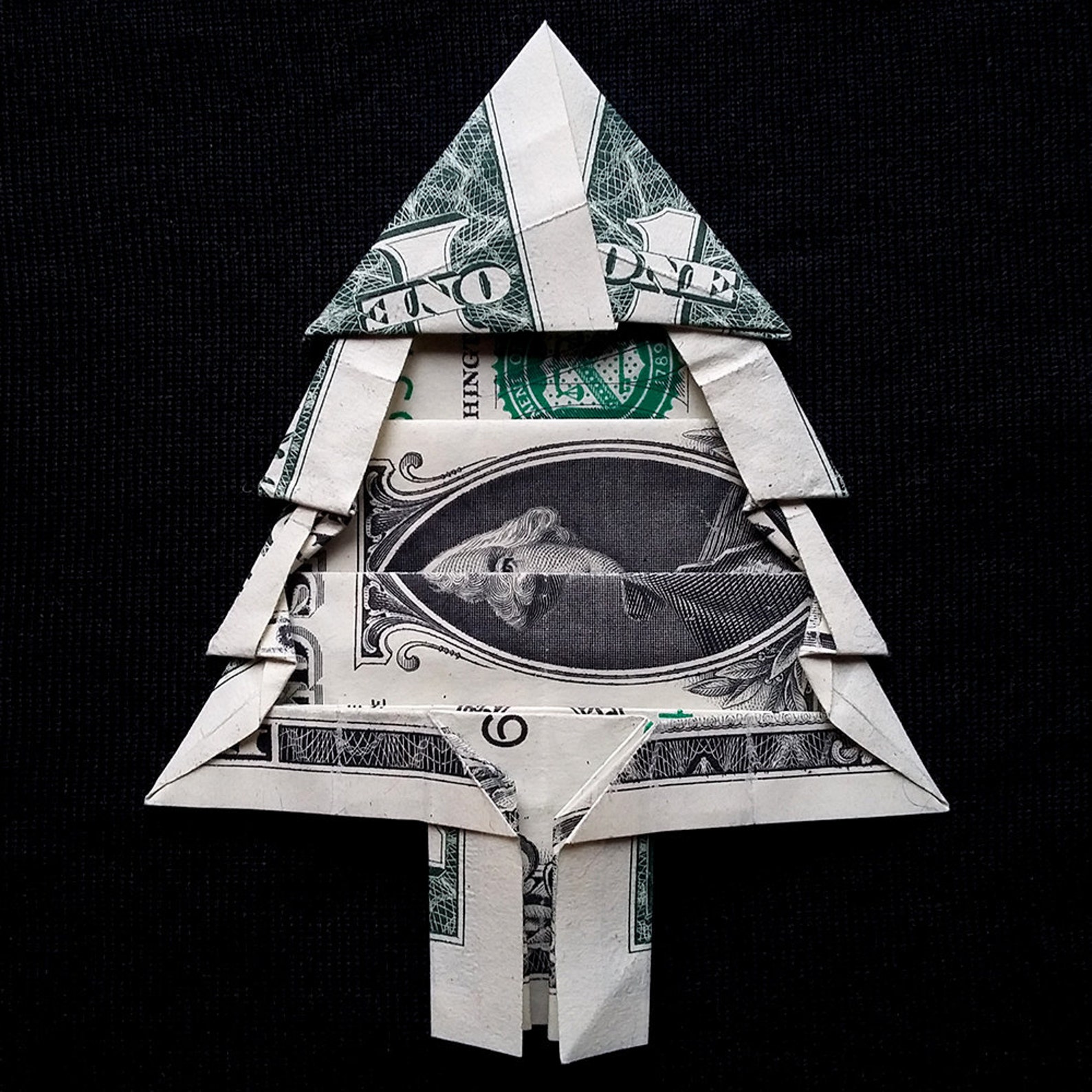 Real 1 Dollar Bill Origami Miniature Green CHRISTMAS TREE Etsy