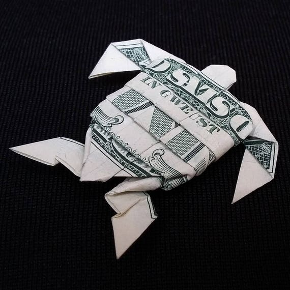 Money Origami Art Mini Turtle 3d Small Sculpture Handmade Gift Figurine Folded Crisp Real 1 Dollar Bill Animal Charm Home Decor Paper Shell