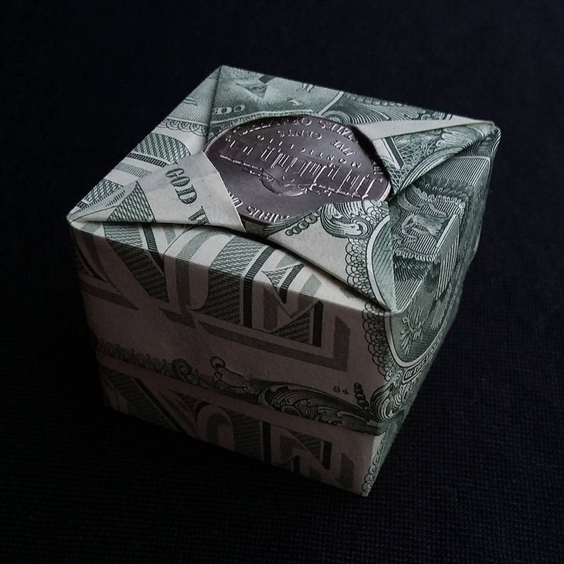 Dollar Bill Origami Art Small Square Gift BOX With Lid Money Etsy