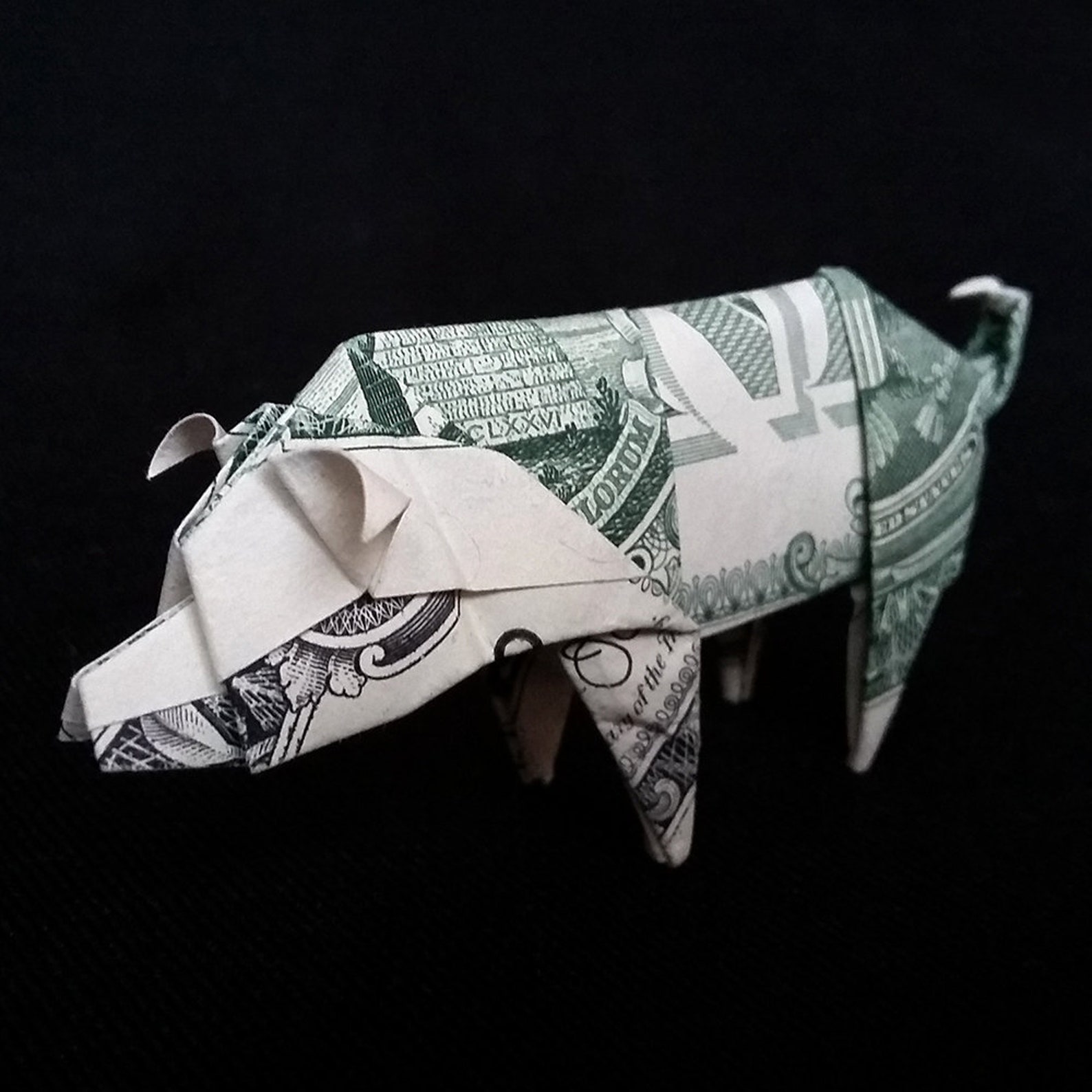 Dollar Origami PIG Sculpture Money Mini Hog Miniature Boar 3D Etsy