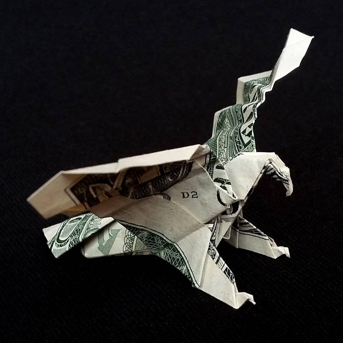 Real One Dollar Bill Origami Bald EAGLE Charm 3D Bird Etsy