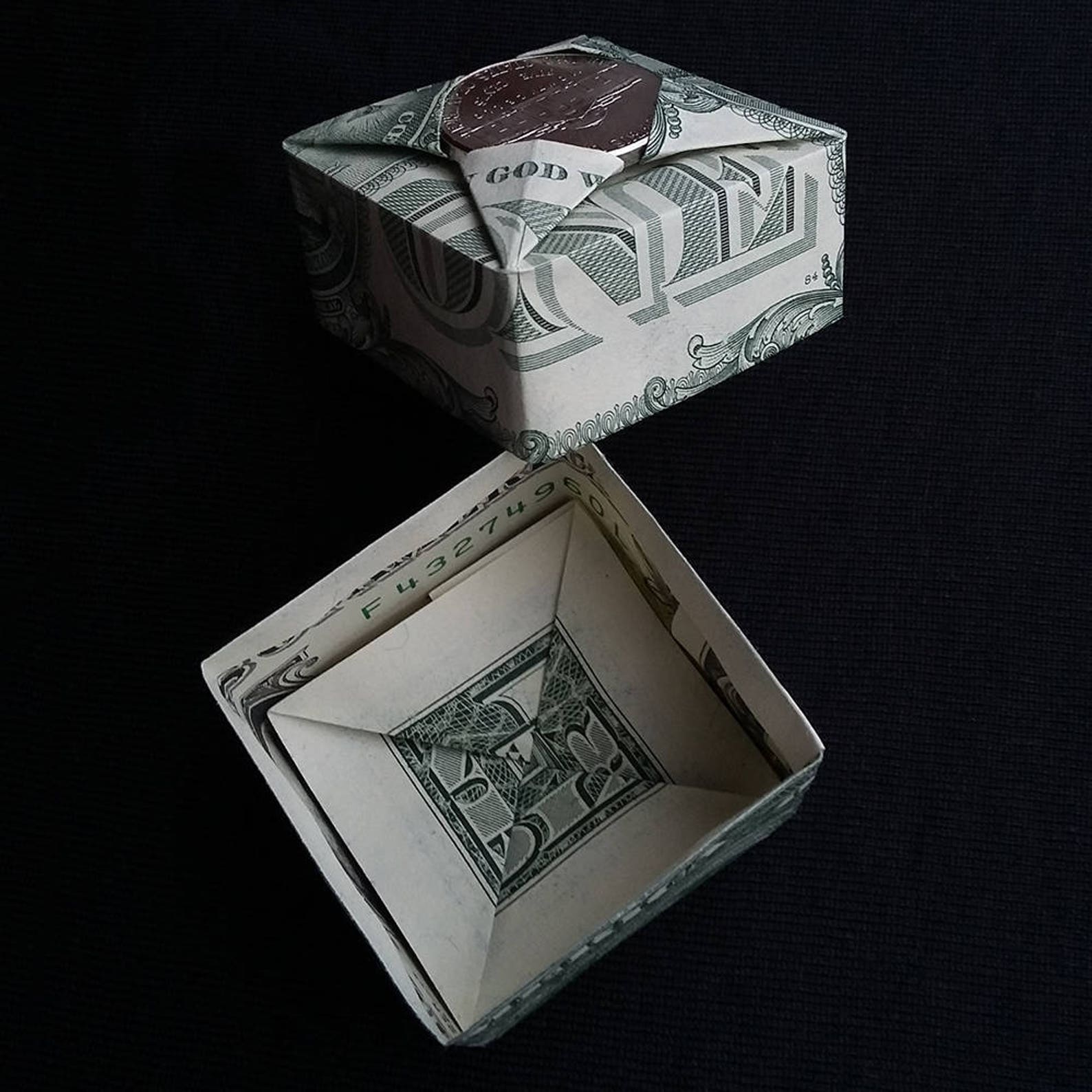 Dollar Bill Origami Art Small Square T Box With Lid Money Etsy Canada