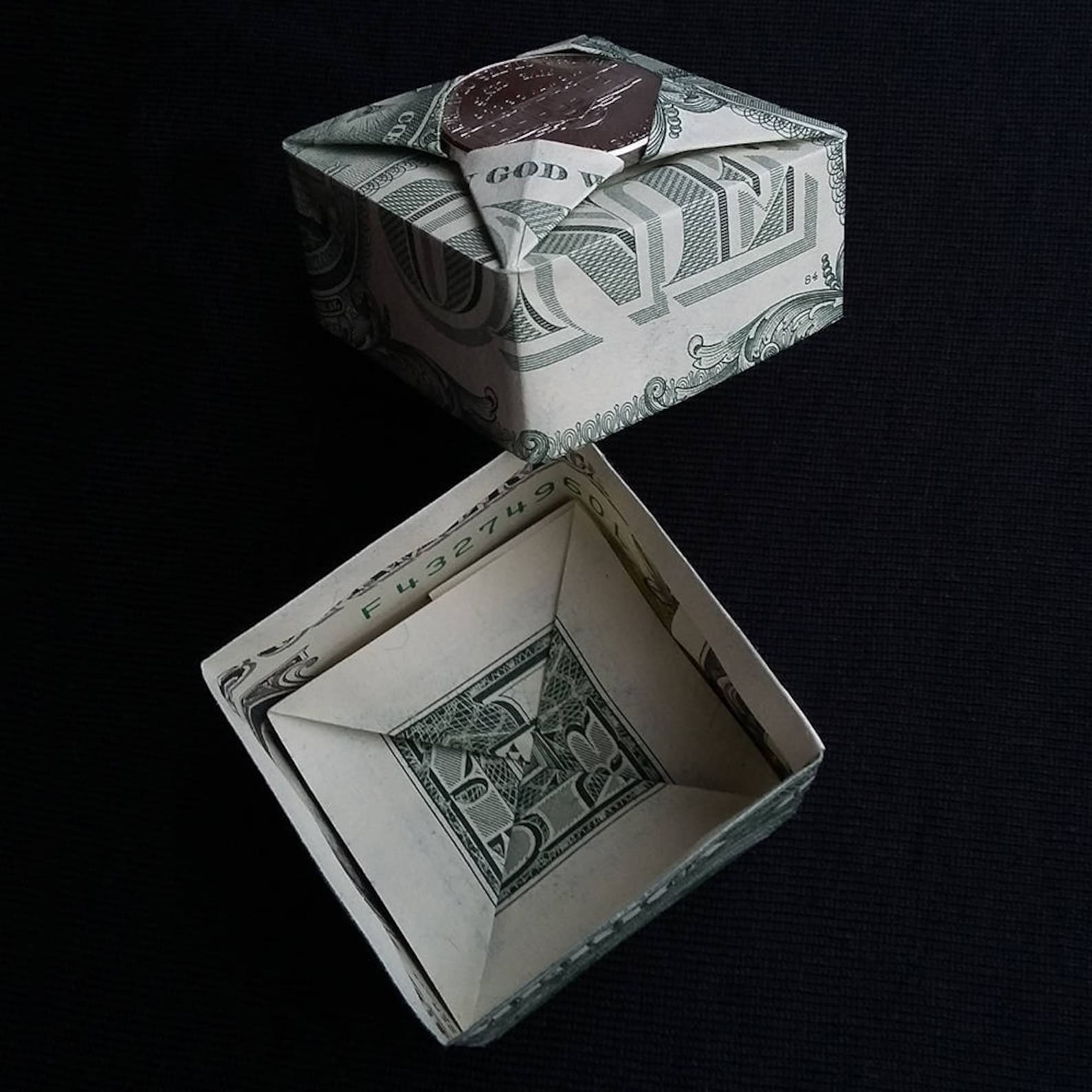 Dollar Bill Origami Art Small Square Gift BOX With Lid Money Etsy Canada
