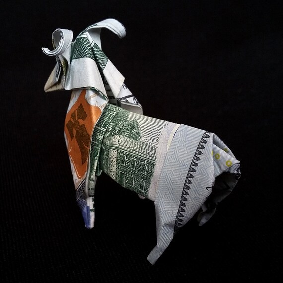Origami Ram 3d Sculpture Zodiac Aries Animal Figure Money Art Figurine Home Decor Statue Handmade Real Dollar Bill Horn Ram Sculpture Sheep