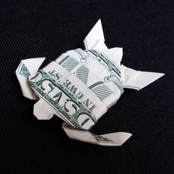 Money Origami Art Mini Turtle 3d Small Sculpture Handmade Gift Figurine Folded Crisp Real 1 Dollar Bill Animal Charm Home Decor Paper Shell