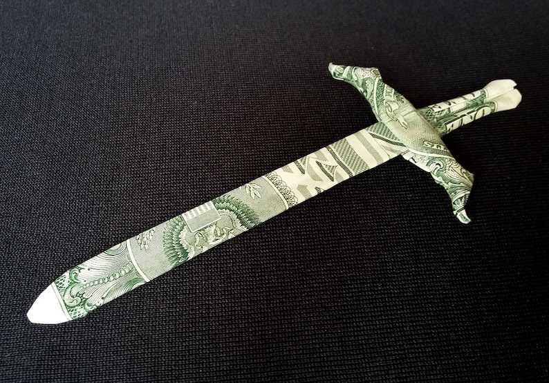 Real One Dollar Bill Origami Medieval Knightly Arming SWORD Etsy