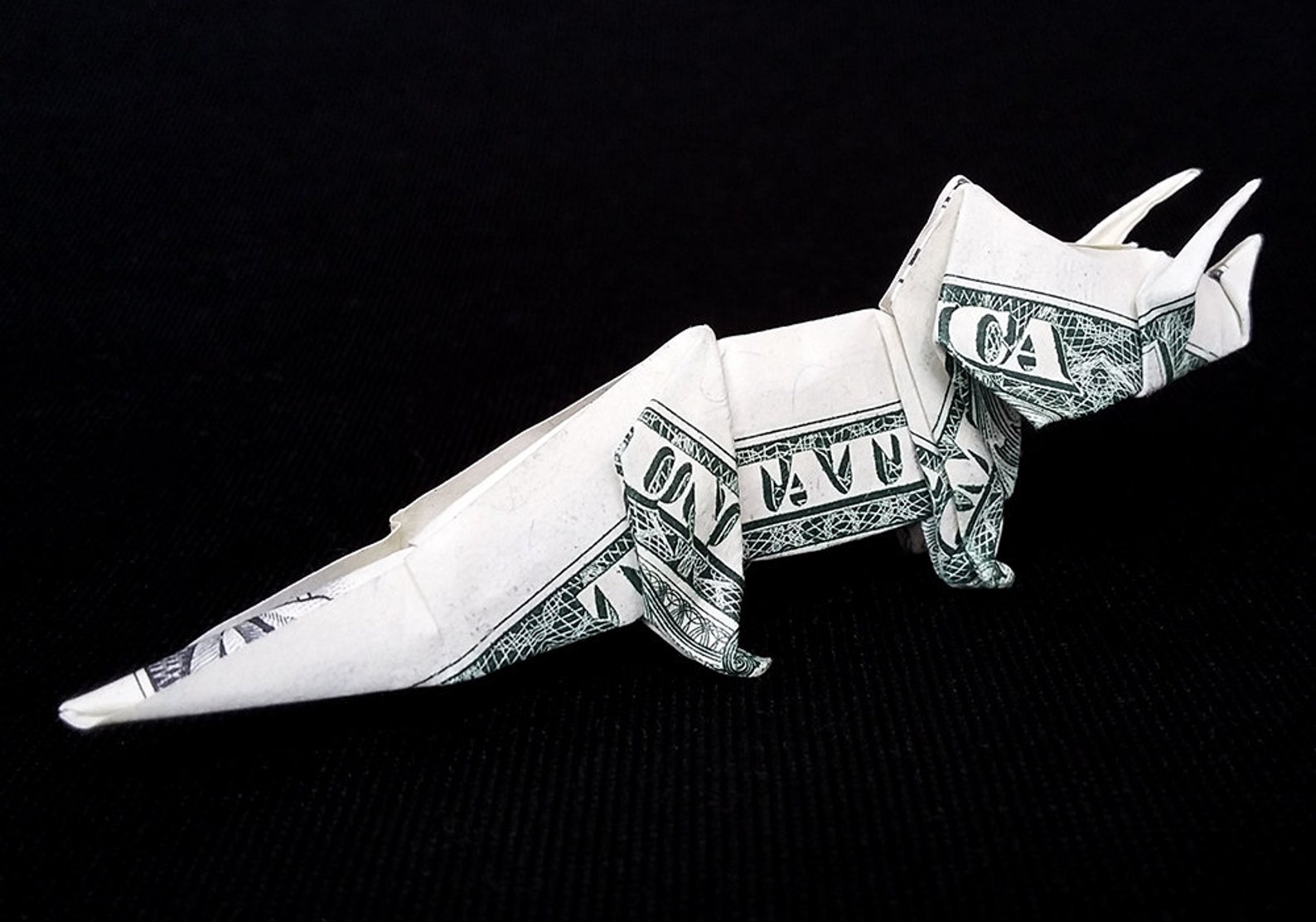 Origami Dollar Dinosaur TRICERATOPS Dino 3D Figure Money Art Etsy