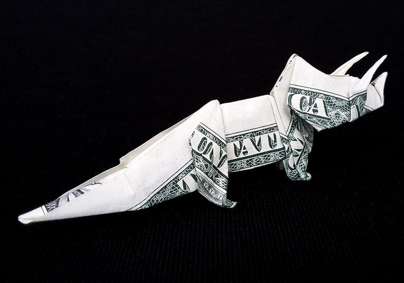 Origami Dollar Dinosaur TRICERATOPS Dino 3D Figure Money Art Etsy
