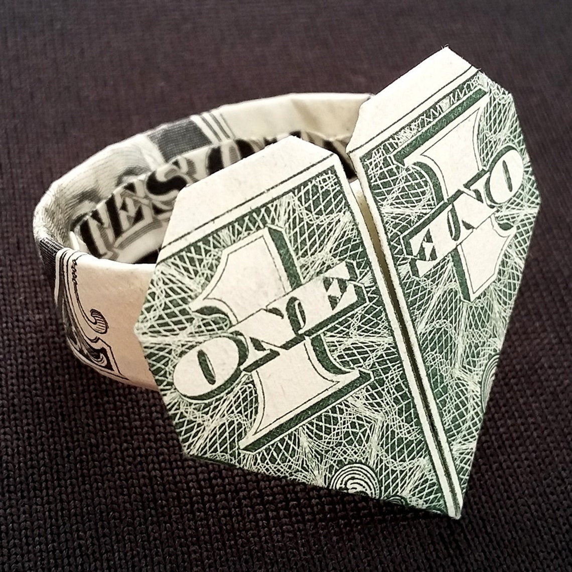 Dollar Bill Origami RING with HEART Handmade Money Art Little Etsy