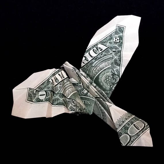 Real One Dollar Bill Origami Bald Eagle Charm 3d Bird Sculpture Small Art Gift Money Animal Figure Handmade Figurine Miniature Eagle Decor