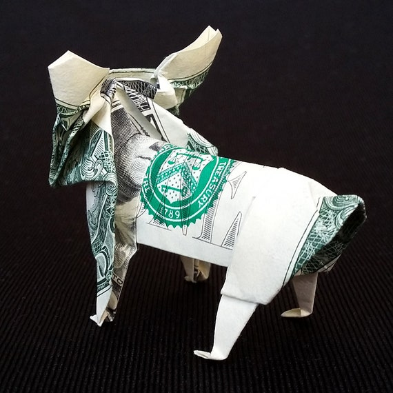 Dollar Bill Origami French Bulldog Statue 3d Puppy Sculpture Money Paper Model Art Charm Gift Handmade Figurine Home Decor Real 1 Us Dollar