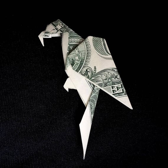 Geld Origami Miniatur Parrot Kleine Vogel Kunst Skulptur Handgefertigte Geschenk Figur Echte Ein Dollar Bill Tier Dekor Grün Papagei Vogel Figur
