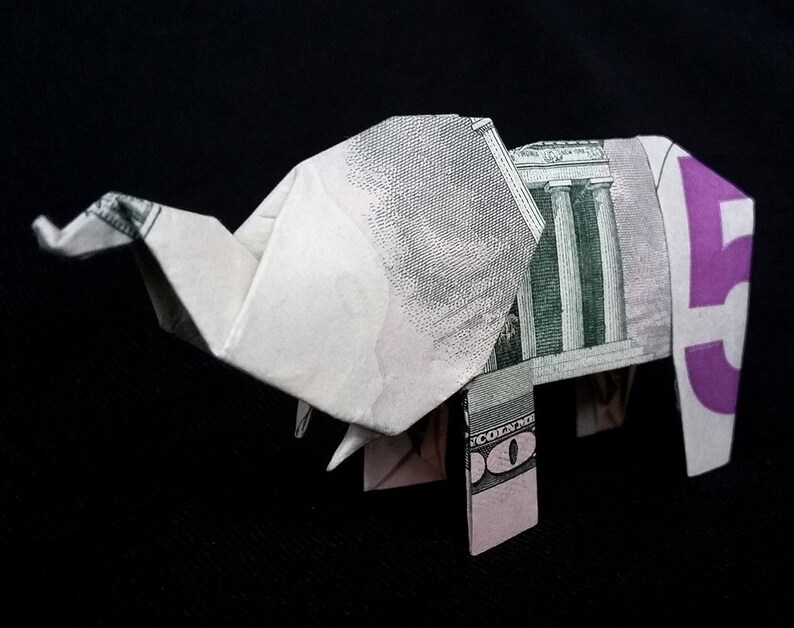 Origami Dollar ELEPHANT 3D Sculpture Money Handmade Paper Etsy