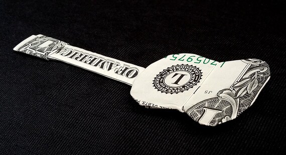Real One Dollar Bill Origami Classical Acoustic Guitar Money Art Handmade Hawaiian Ukulele Player Gift Musician Decor Musical Instrument